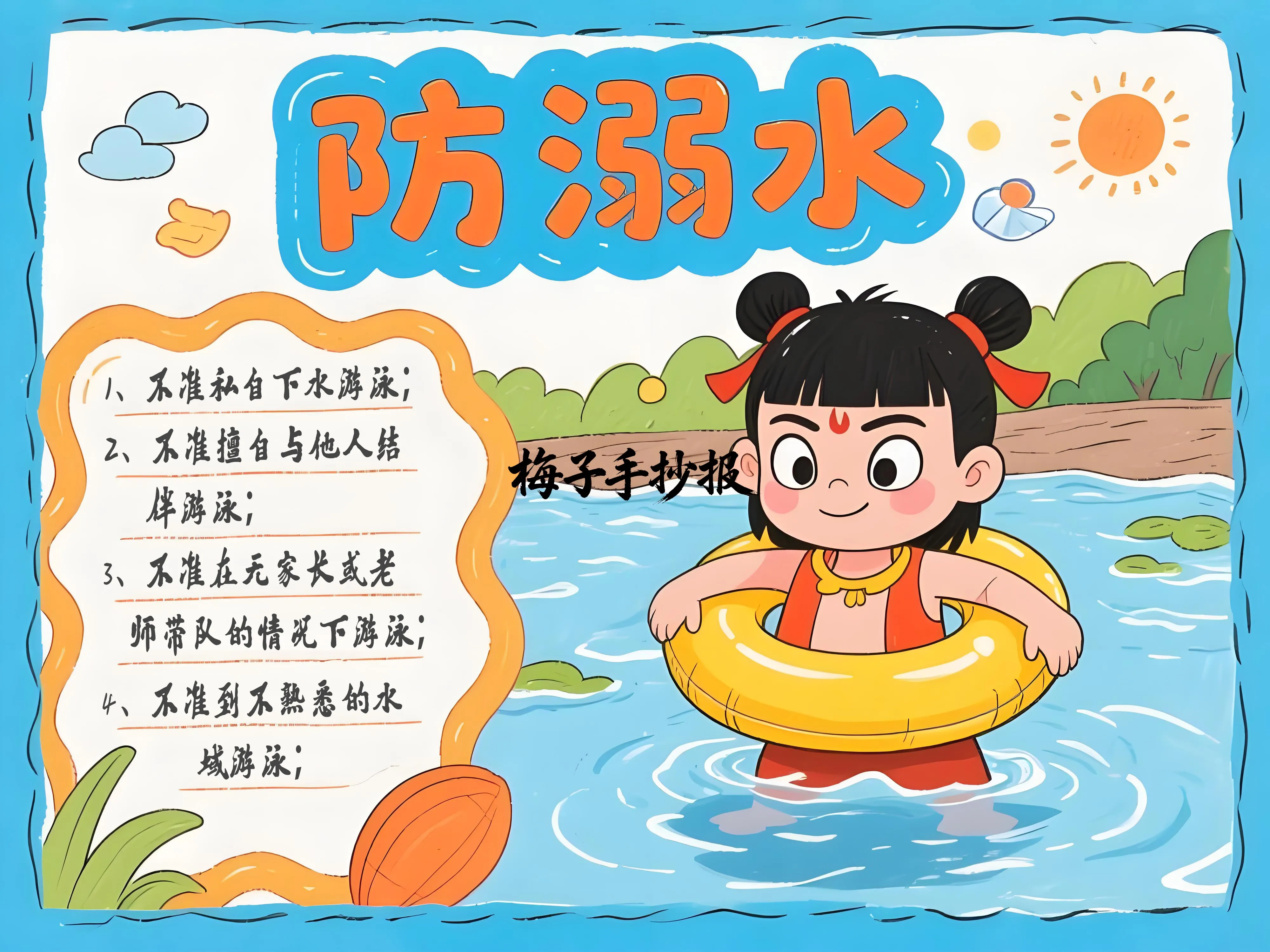 防溺水手抄报
