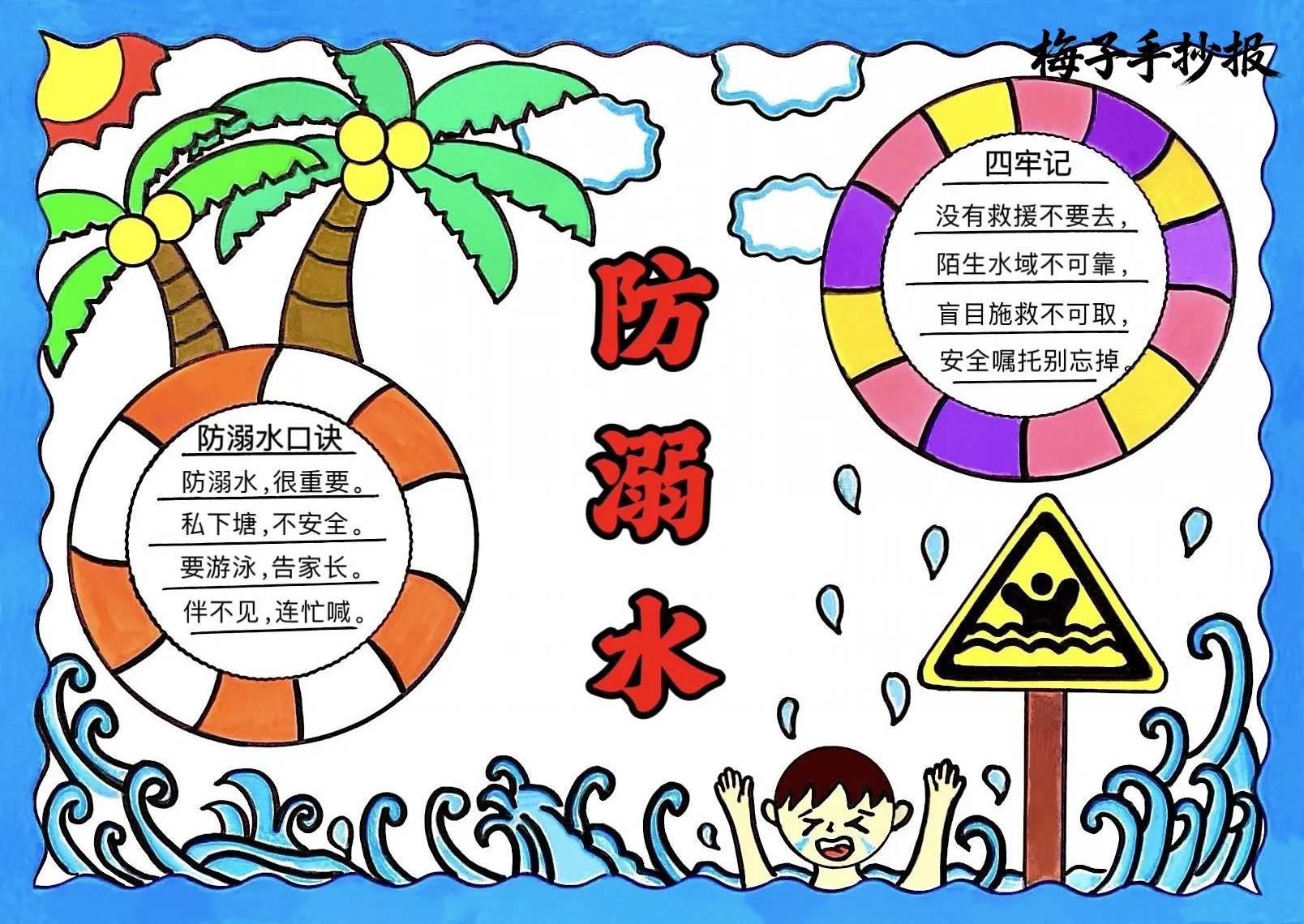 防溺水手抄报