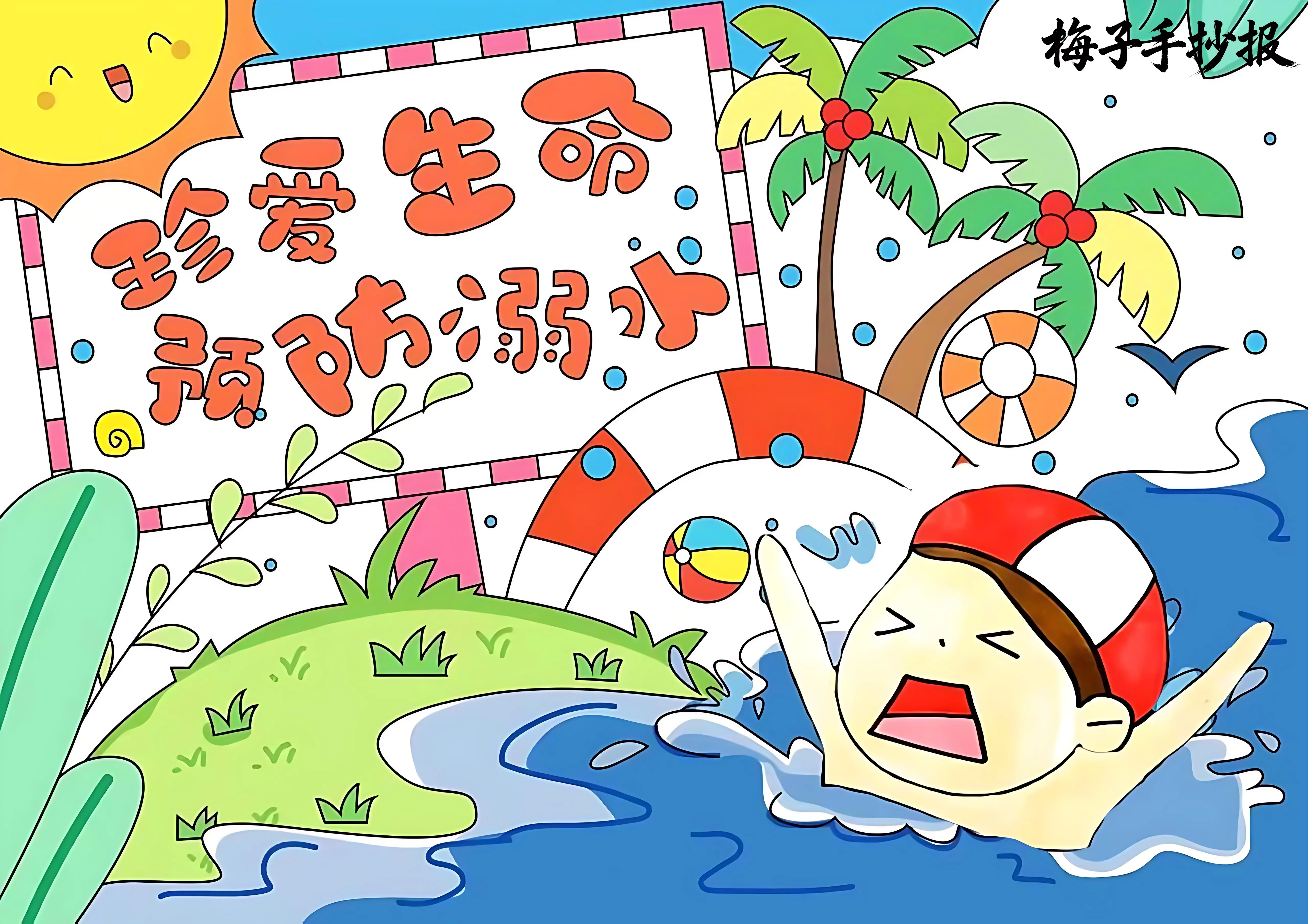 防溺水手抄报