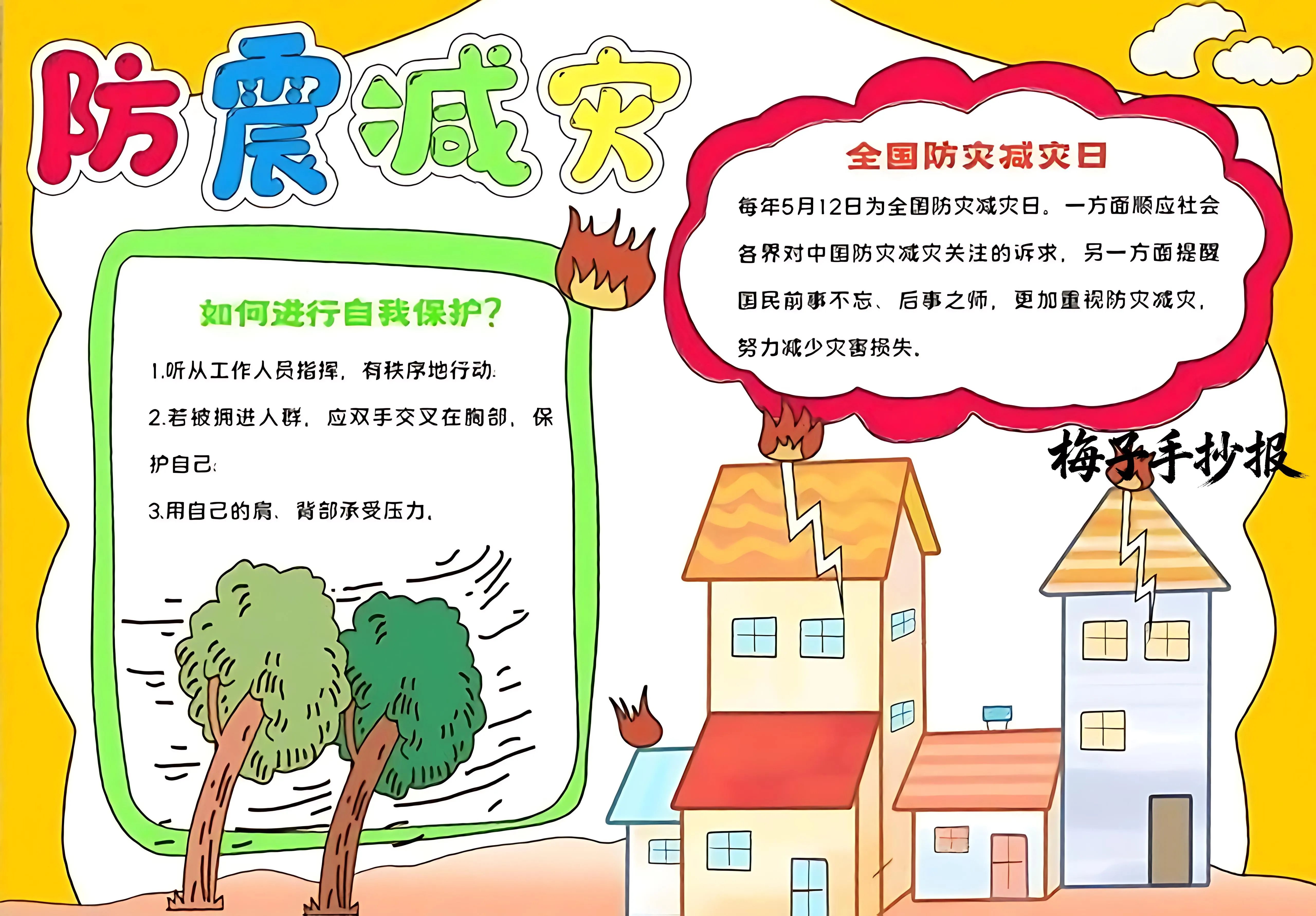 防震救灾手抄报