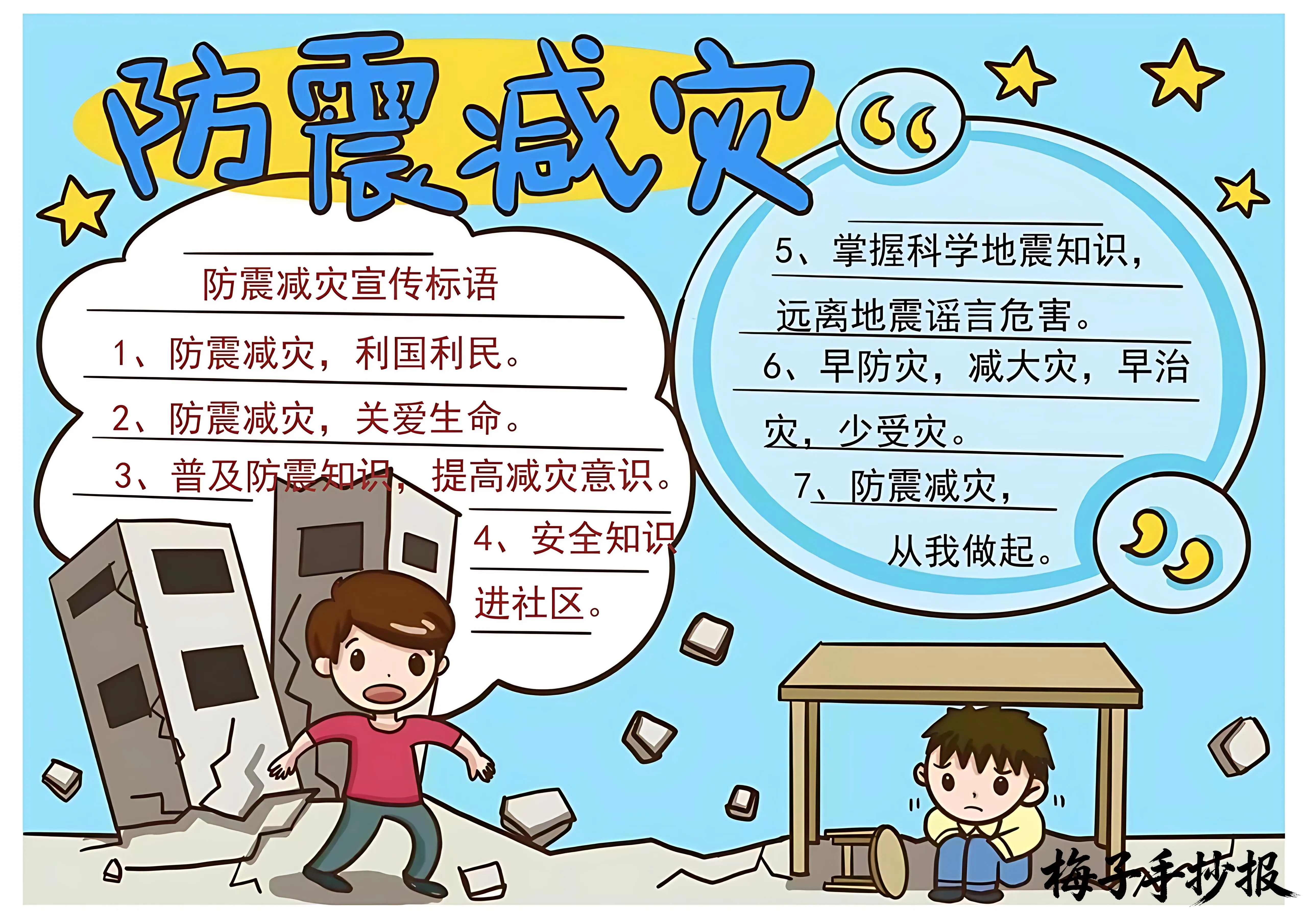 防震救灾手抄报
