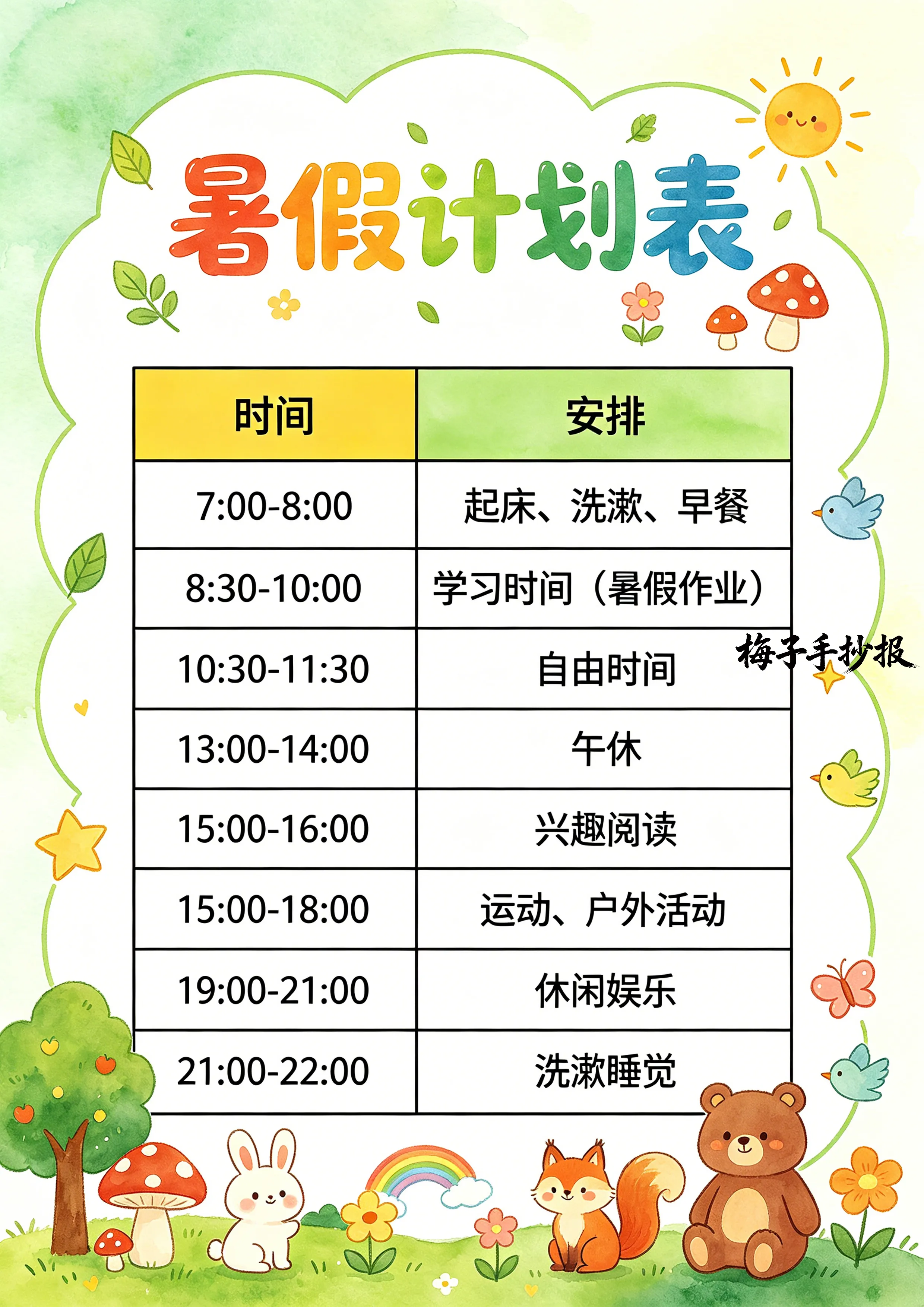 计划表手抄报