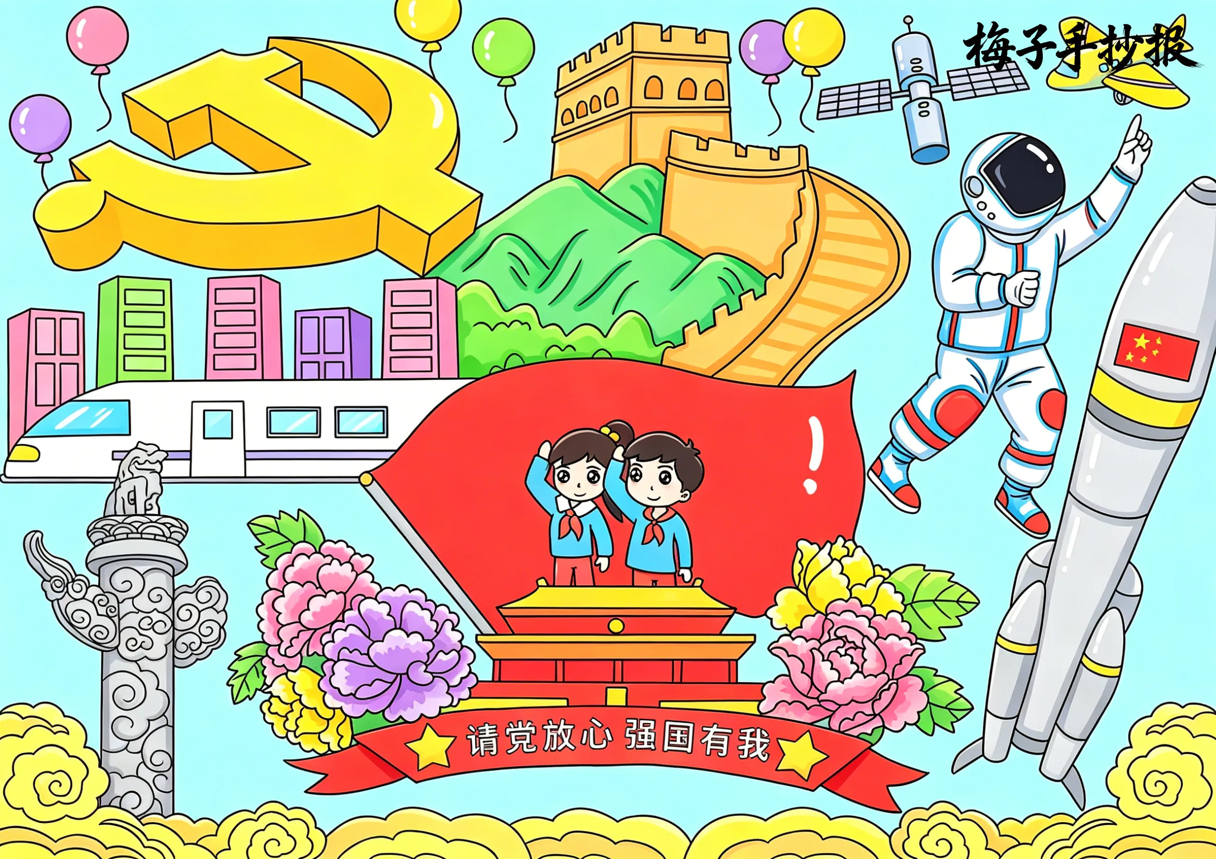 童心向党手抄报